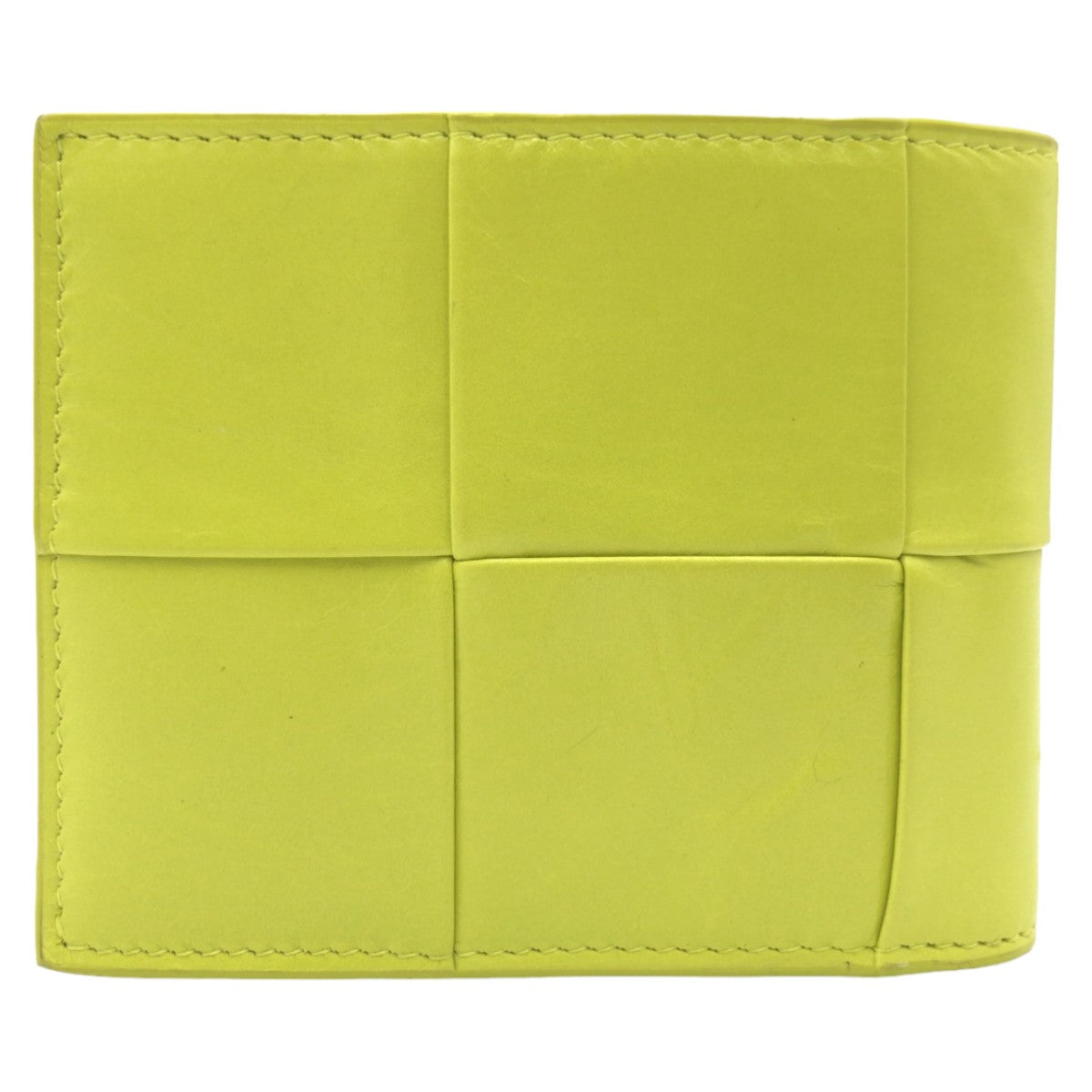 10493
 BOTTEGAVENETA Bottega Veneta Maxi Intrecciato Cassette Yellow Lime Yellow Leather Folding Wallet Compact Wallet Men's