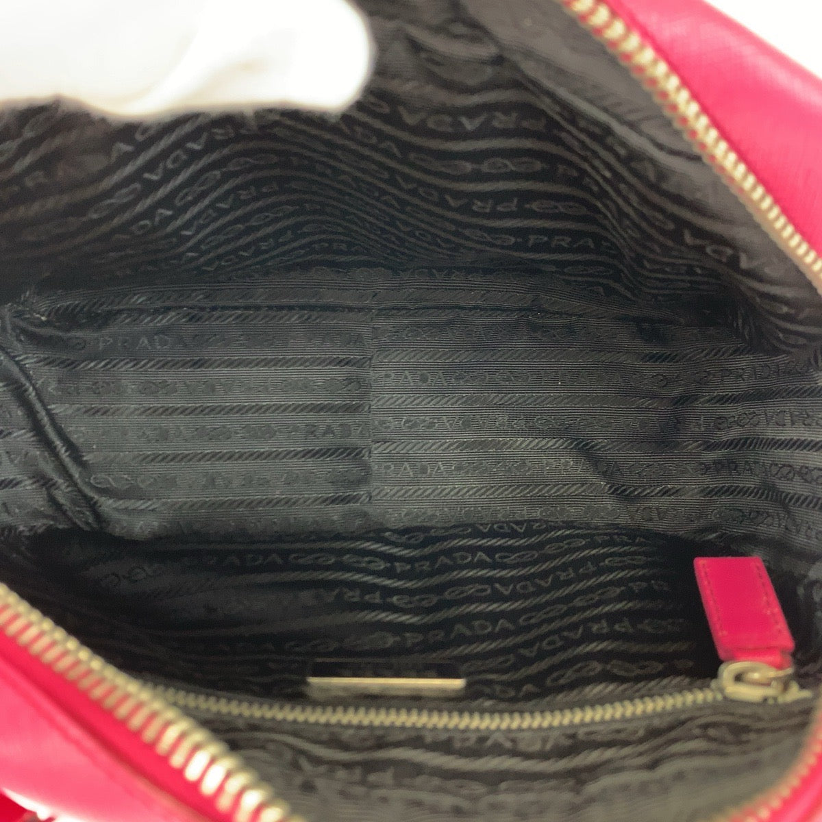 PRADA Prada Saffiano Triangle Logo Plate Pink Silver Hardware Leather Shoulder Bag Handbag Women's