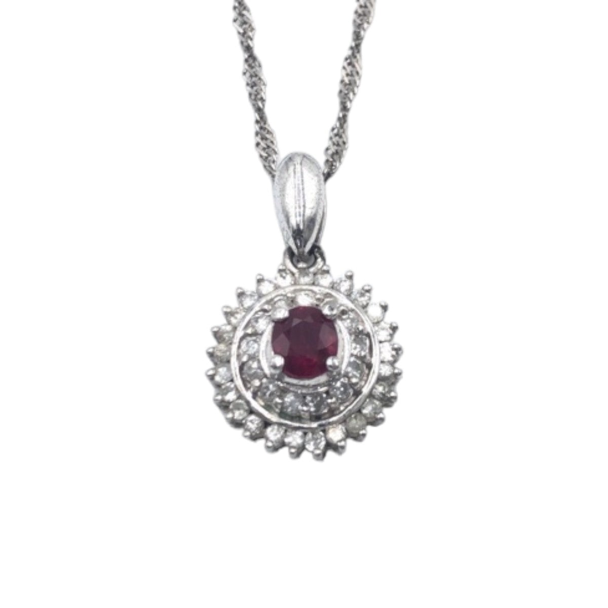 J-004
R0.29ct FD0.32ct Pt900プラチナ / ダイヤモンド / ルビー ネックレス ペンダント  レディース