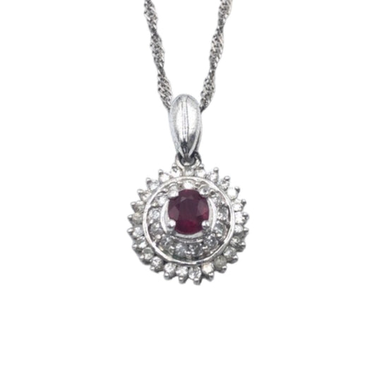J-004
R0.29ct FD0.32ct Pt900プラチナ / ダイヤモンド / ルビー ネックレス ペンダント  レディース