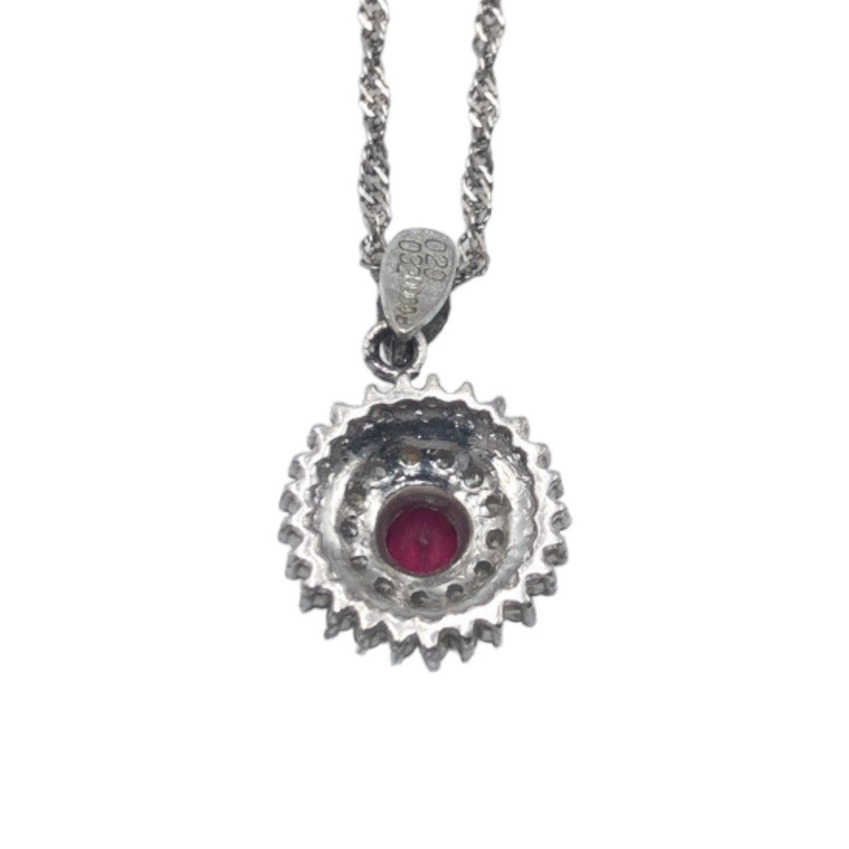 J-004
R0.29ct FD0.32ct Pt900プラチナ / ダイヤモンド / ルビー ネックレス ペンダント  レディース