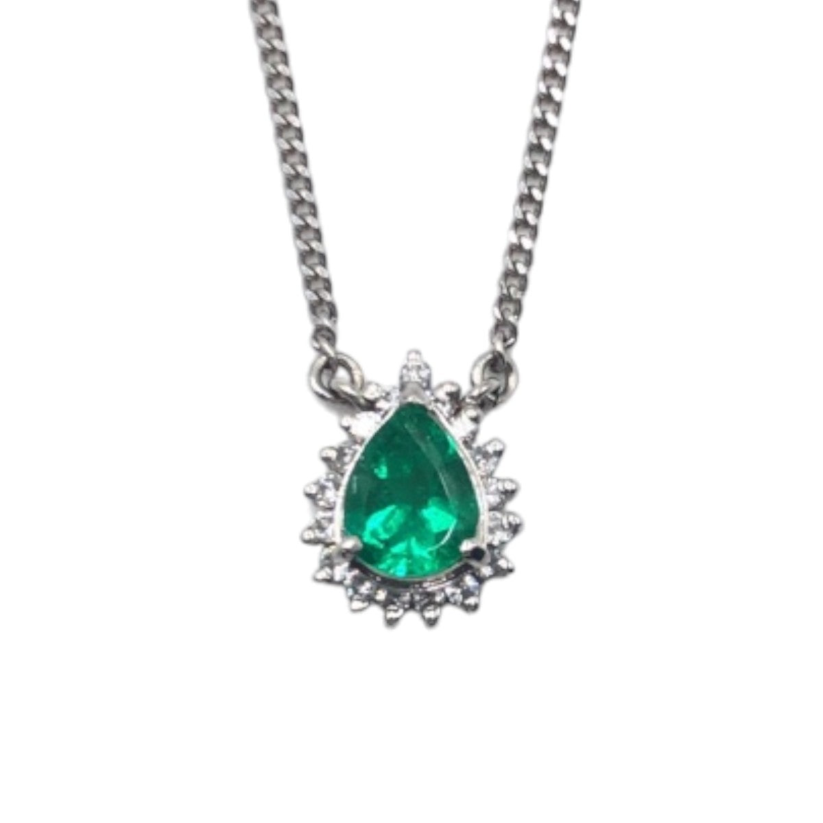 J-006
no brand ノーブランド E0.49ct FD0.13ct Pt850プラチナ / エメラルド ネックレス ペンダント  レディース