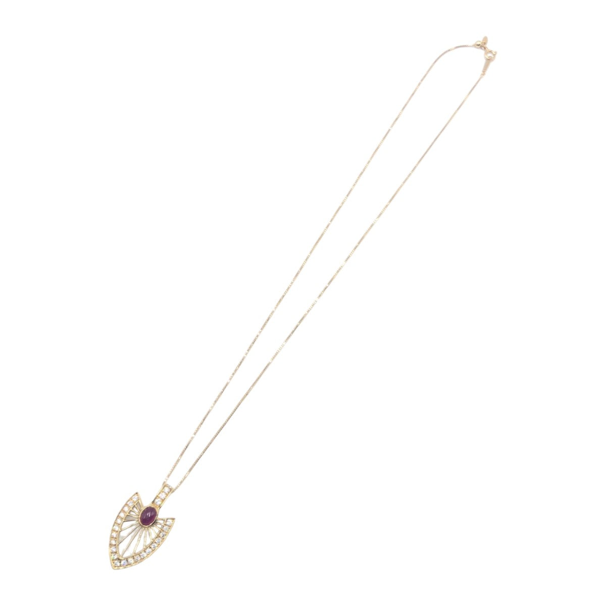 J-015
no brand ノーブランド R1.05ct FD0.74ct ゴールド レッド パープル K18イエローゴールド / ルビー ネックレス ペンダント  レディース