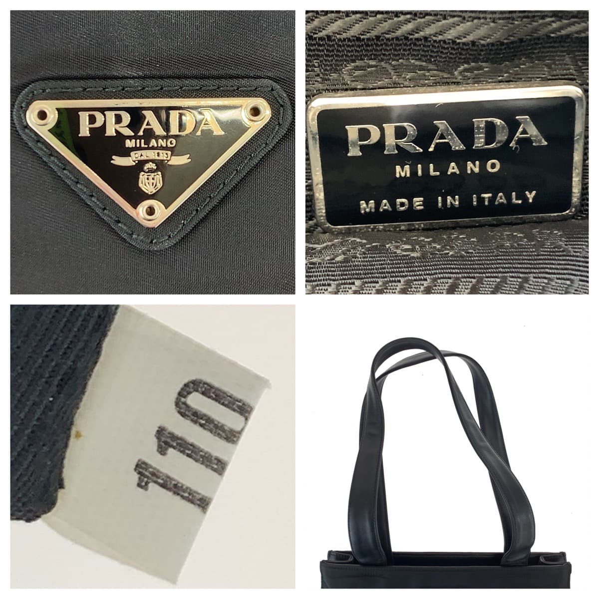 10499
PRADA プラダ テスート 三角ロゴプレート ブラック 黒 ナイロン / レザー トートバッグ ハンドバッグ  レディース