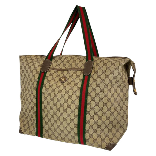 GUCCI グッチ シェリー ベージュ 薄茶色 ブラウン ゴールド金具 GGスプリームキャンバス / レザー 012 39 6211 旅行バッグ 男女兼用  レディース