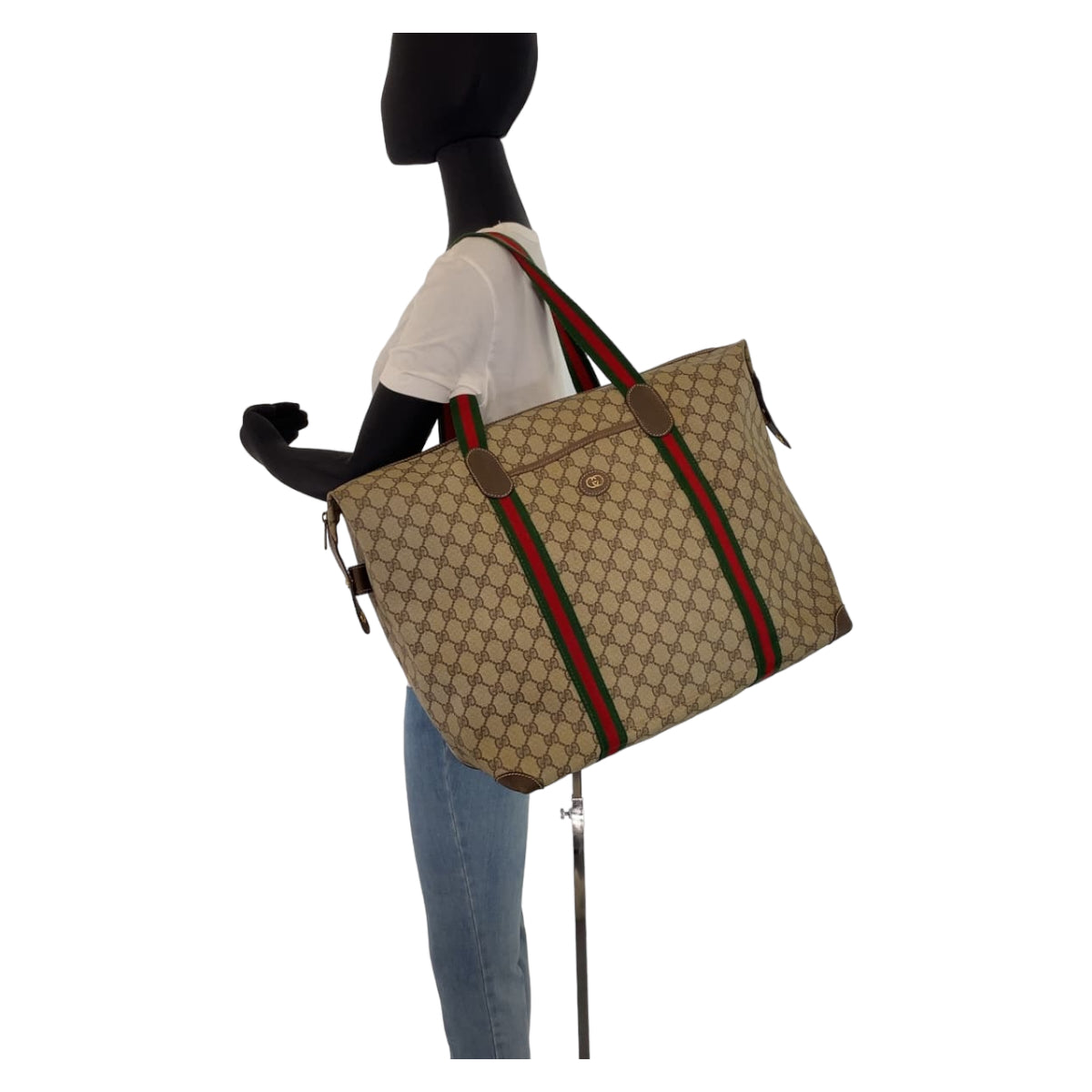 GUCCI グッチ シェリー ベージュ 薄茶色 ブラウン ゴールド金具 GGスプリームキャンバス / レザー 012 39 6211 旅行バッグ 男女兼用  レディース
