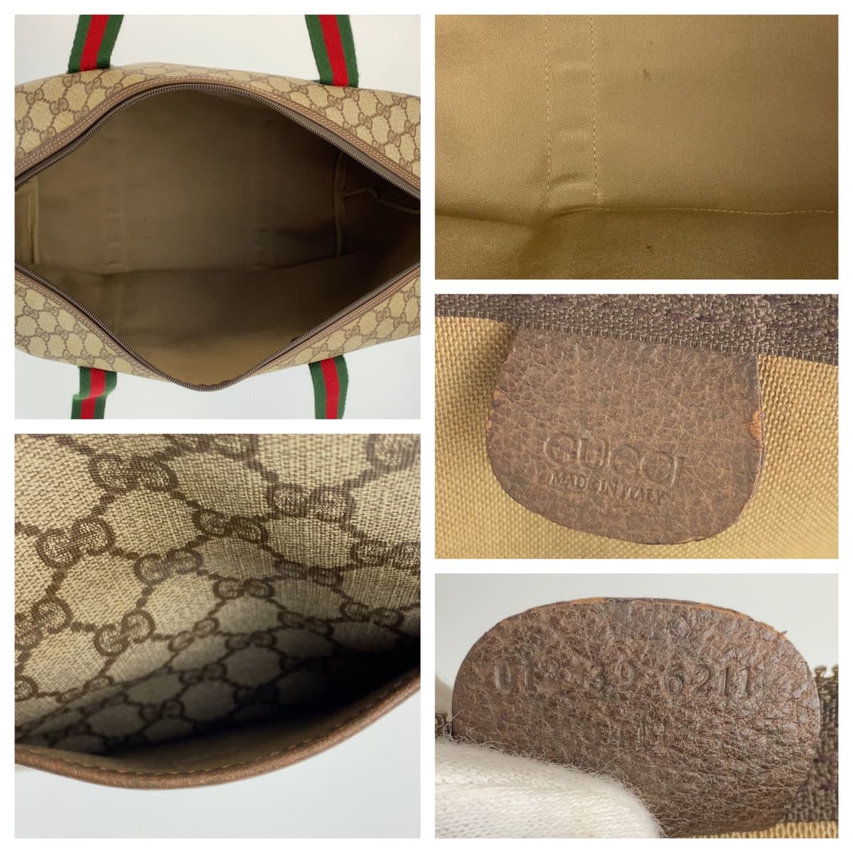 GUCCI グッチ シェリー ベージュ 薄茶色 ブラウン ゴールド金具 GGスプリームキャンバス / レザー 012 39 6211 旅行バッグ 男女兼用  レディース