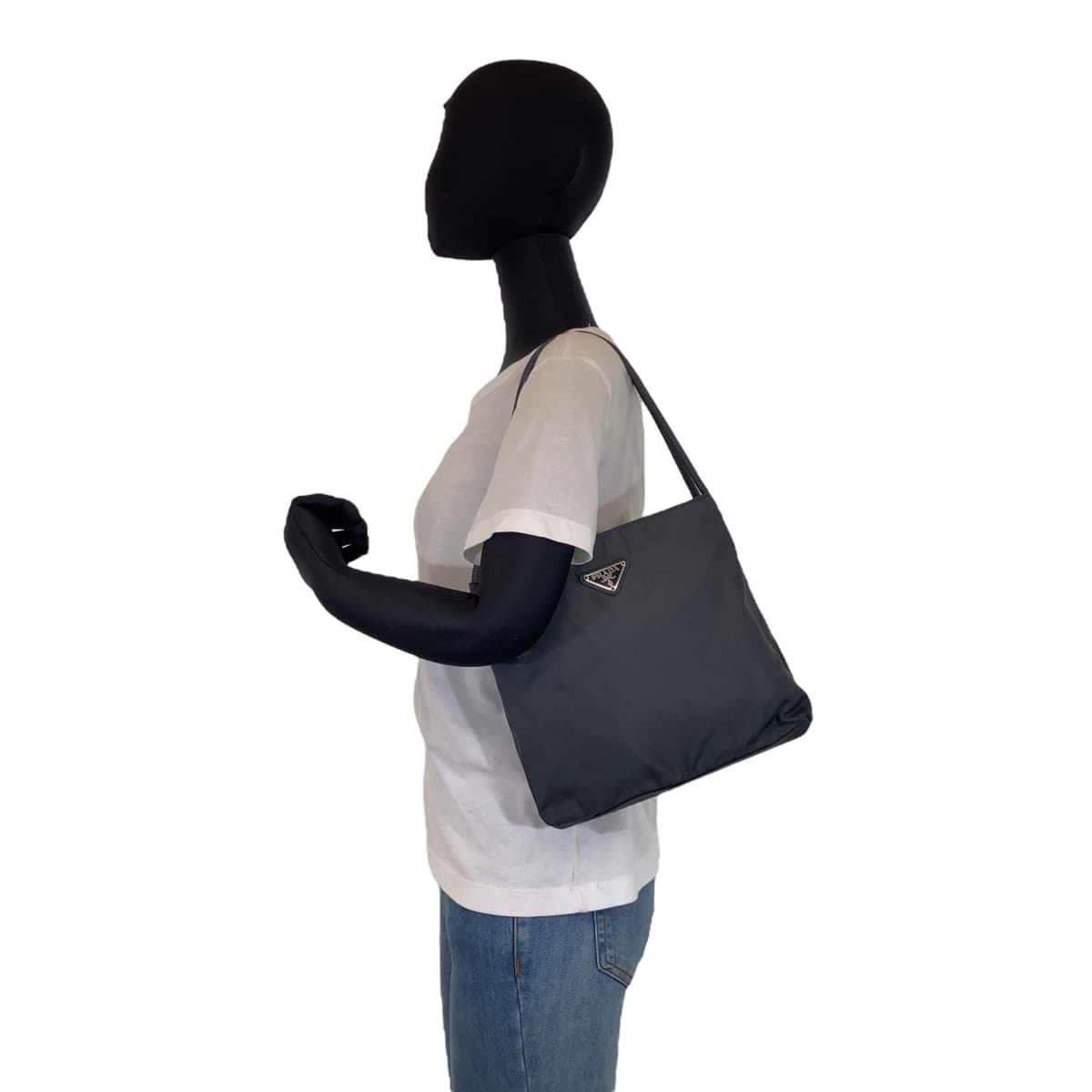 12540
PRADA プラダ テスート 三角ロゴプレート グレー シルバー金具 ナイロン トートバッグ ショルダーバッグ ハンドバッグ  レディース