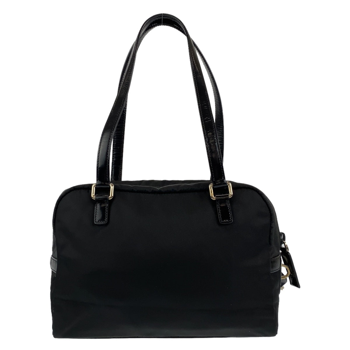 PRADA Prada Tessuto Logo Embossed Black Silver Hardware Nylon/Leather Shoulder Bag for Women