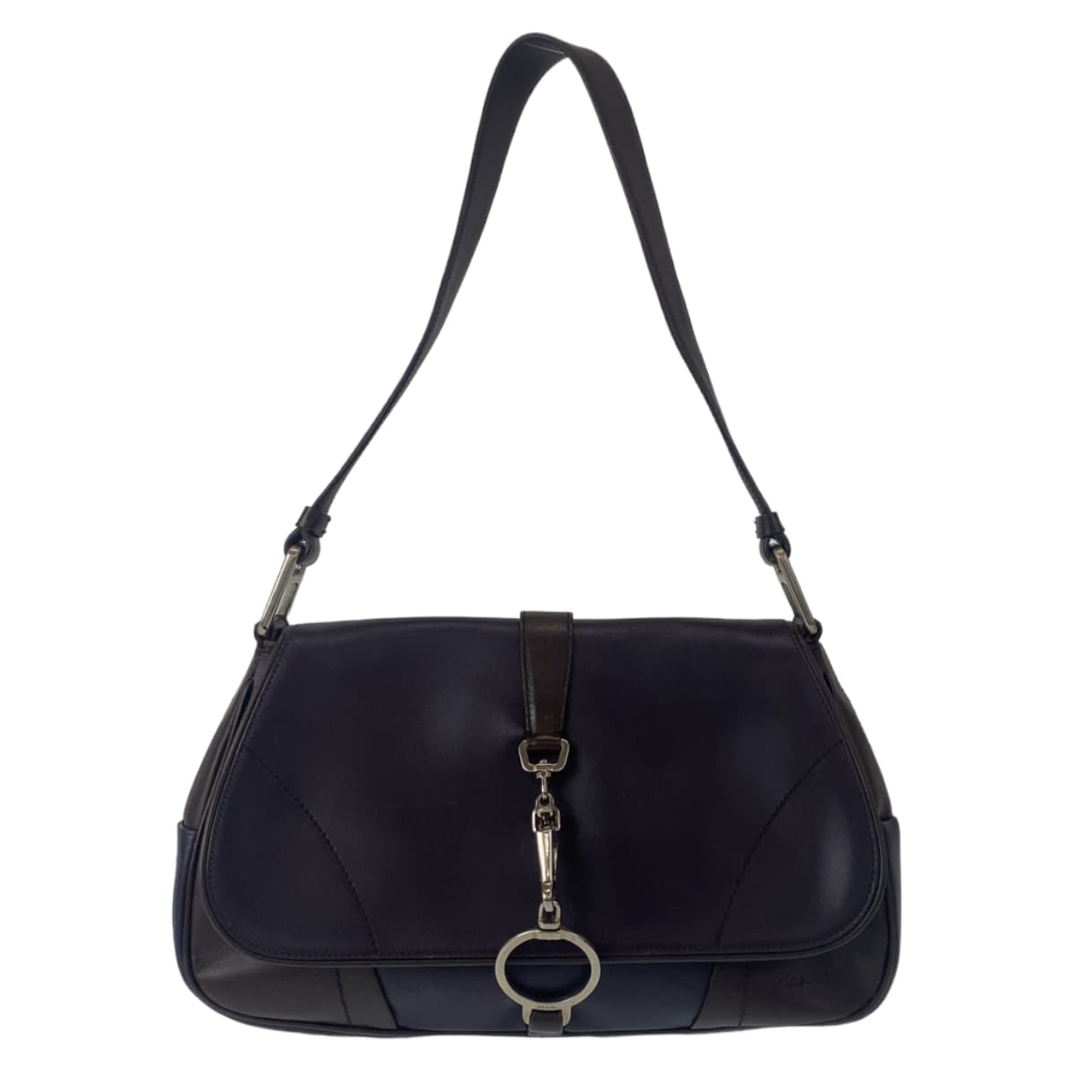 PRADA Prada Purple Brown Silver Hardware Leather Shoulder Bag One Shoulder Women's