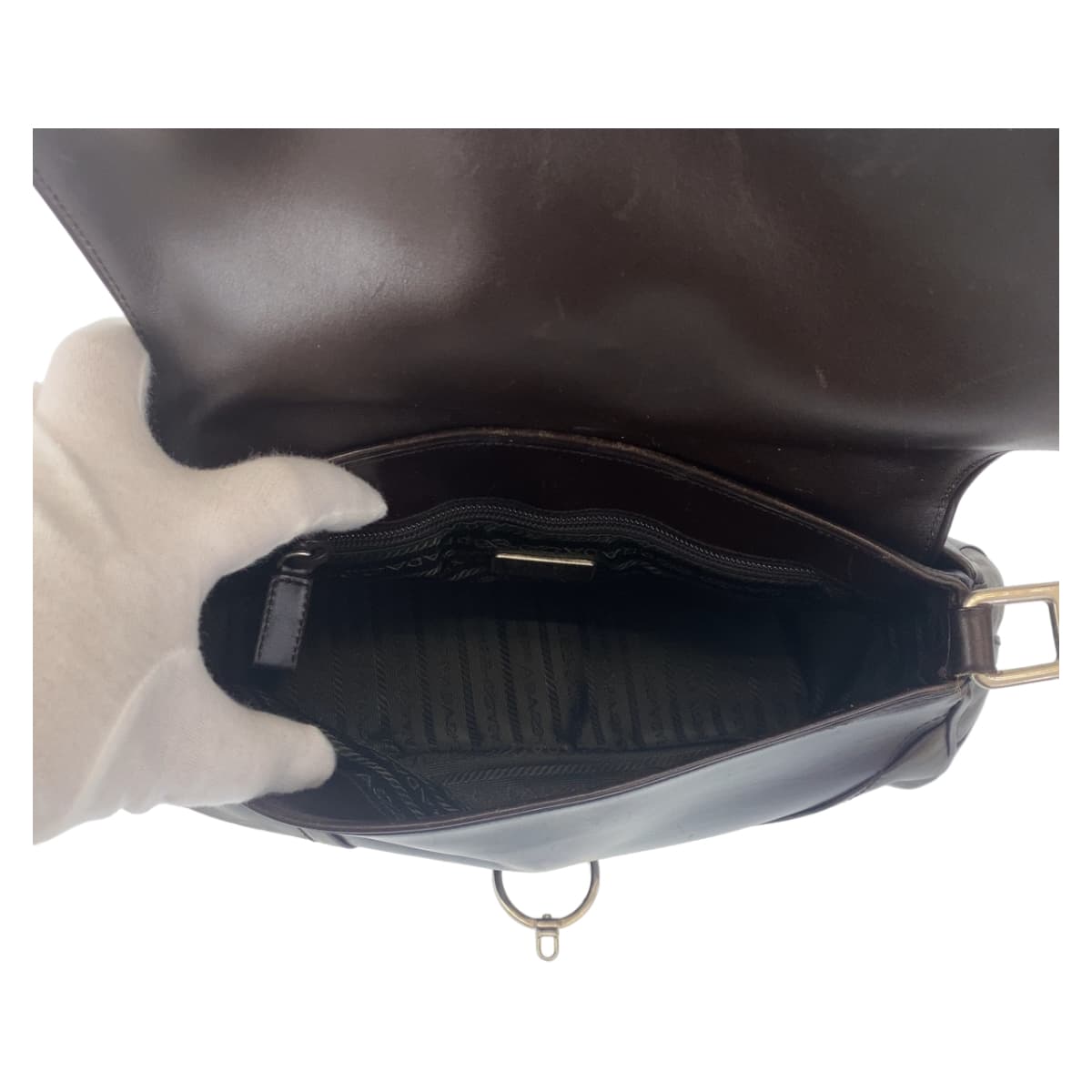 PRADA Prada Purple Brown Silver Hardware Leather Shoulder Bag One Shoulder Women's