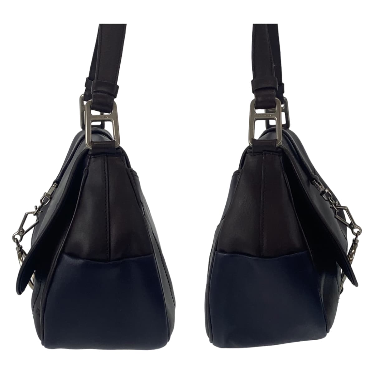 PRADA Prada Purple Brown Silver Hardware Leather Shoulder Bag One Shoulder Women's