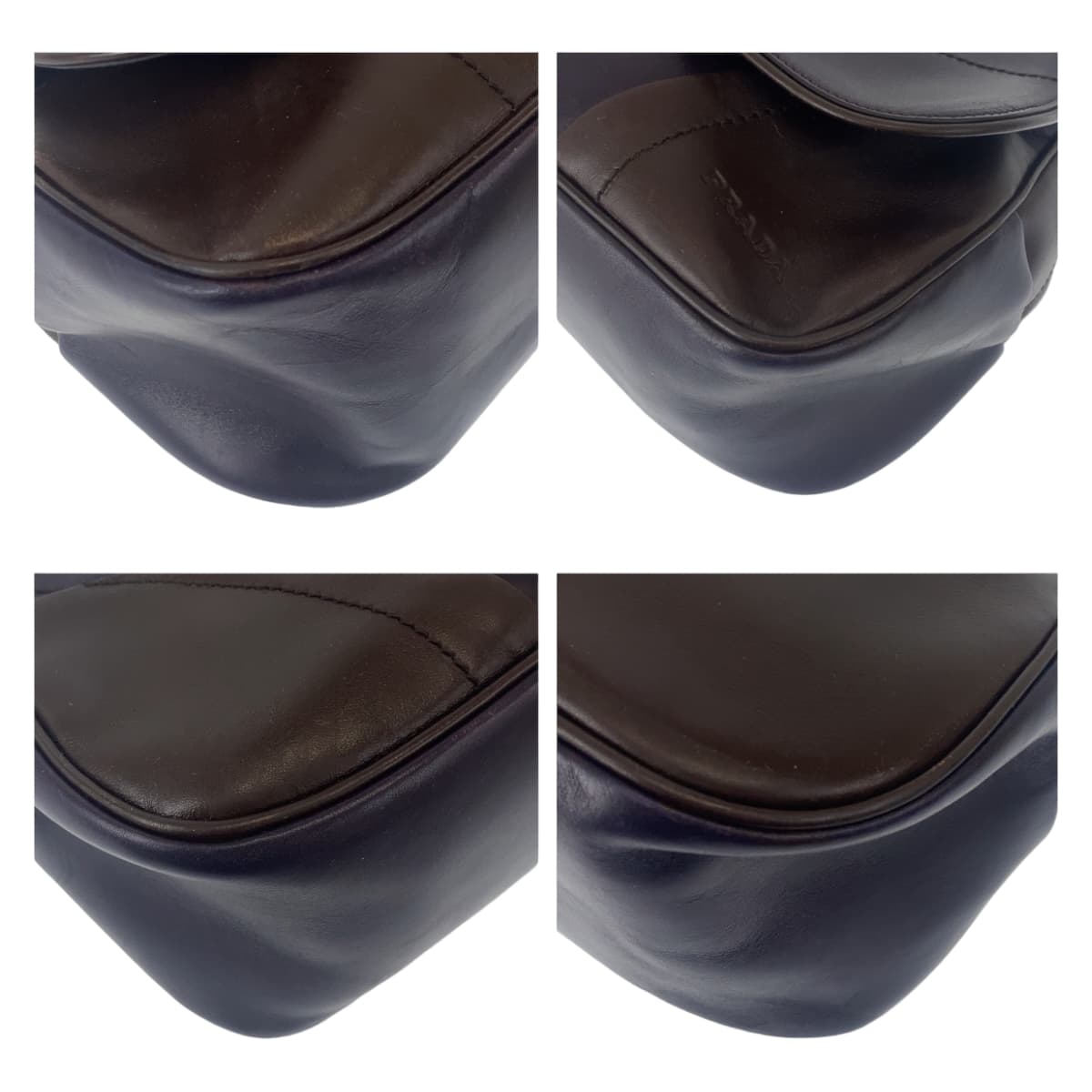 PRADA Prada Purple Brown Silver Hardware Leather Shoulder Bag One Shoulder Women's