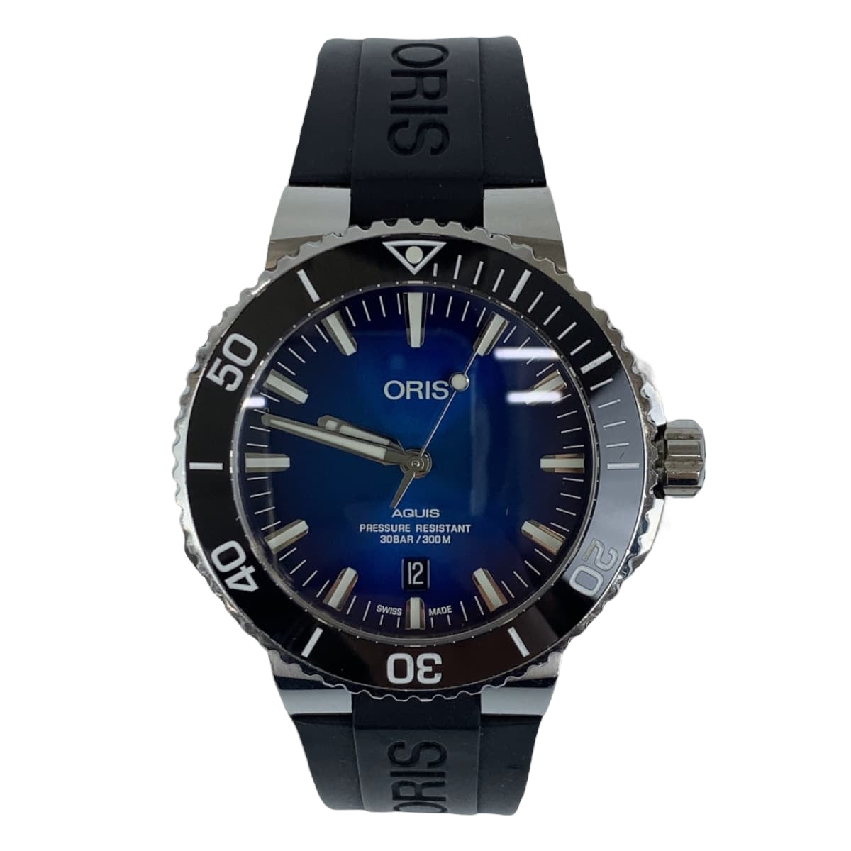 ORIS Aquis Date Blue Black Stainless Steel / Silicone 01 733 7730 4185 07 34 18 44 EB Wristwatch Waterproof Automatic Blue Dial Men's