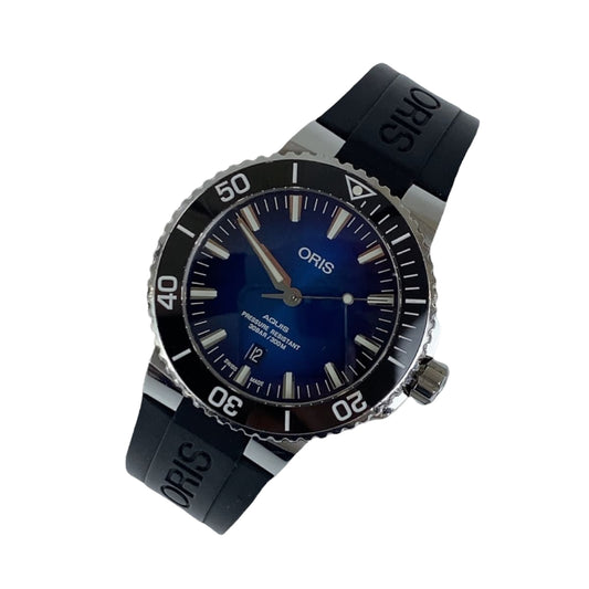 ORIS Aquis Date Blue Black Stainless Steel / Silicone 01 733 7730 4185 07 34 18 44 EB Wristwatch Waterproof Automatic Blue Dial Men's