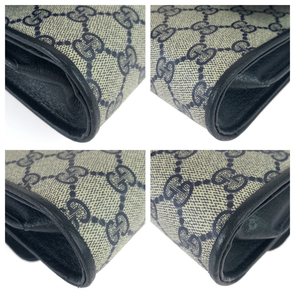 10518
GUCCI グッチ ヴィンテージ オールドグッチ ネイビー グレー ゴールド金具 GGスプリームキャンバス / レザー 40 02 050 斜め掛け ショルダーバッグ  レディース