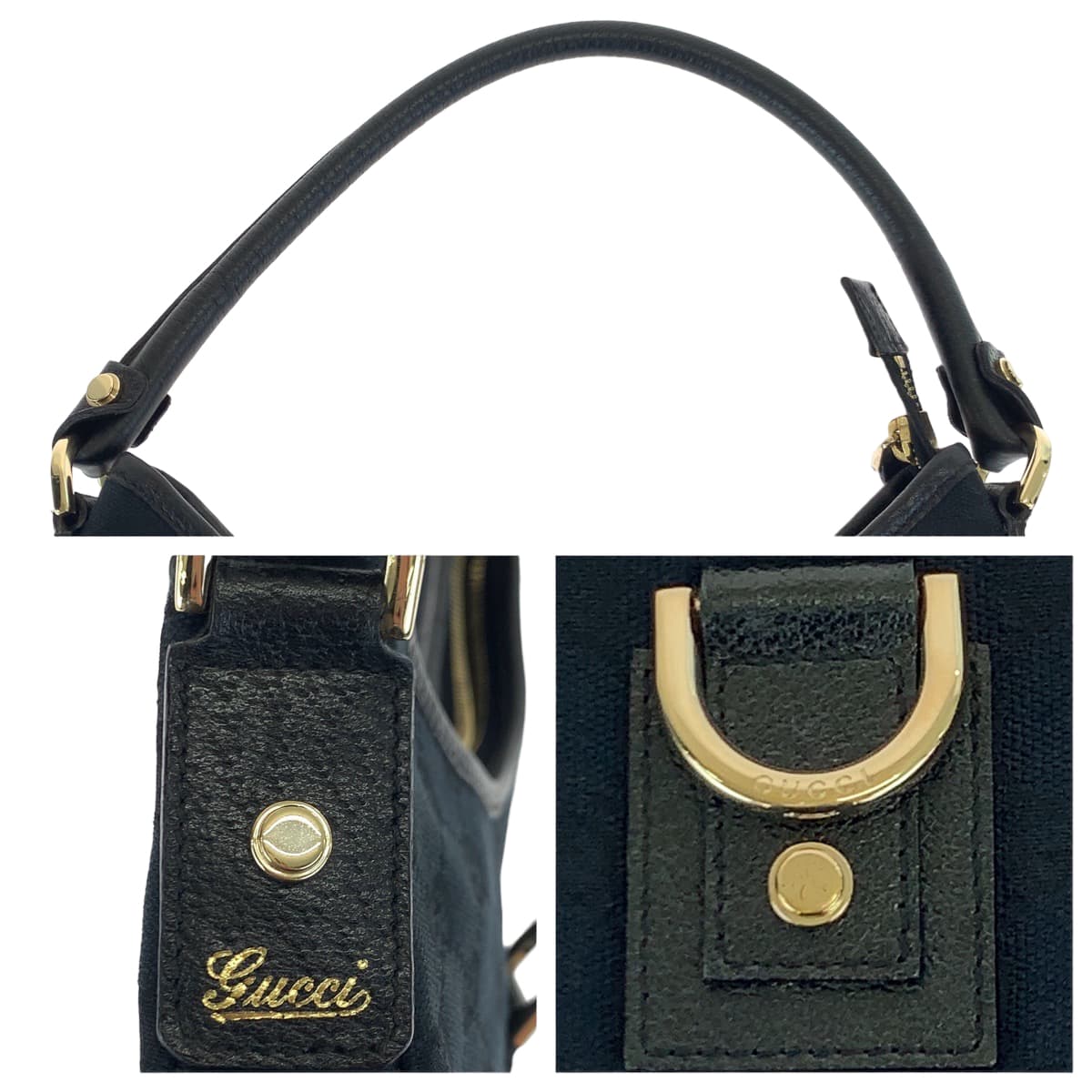 10519
GUCCI グッチ アビー ブラック 黒 GGキャンバス / レザー 130738 ハンドバッグ トートバッグ  レディース