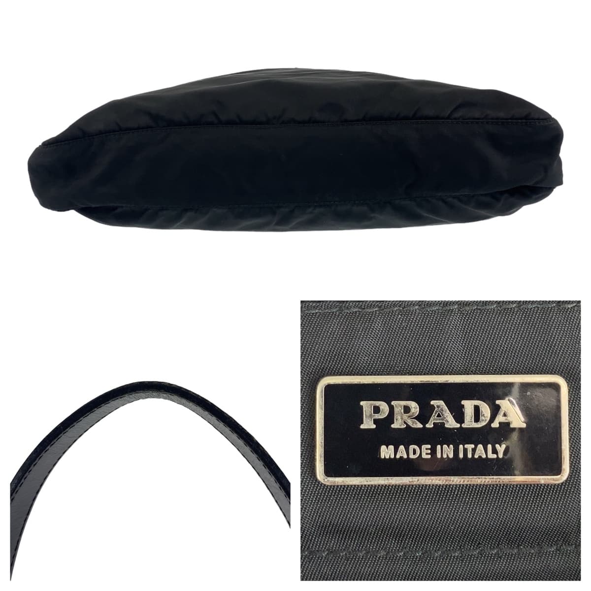 10520
PRADA プラダ テスート 三角ロゴプレート ブラック シルバー金具 ナイロン トートバッグ ショルダーバック  レディース