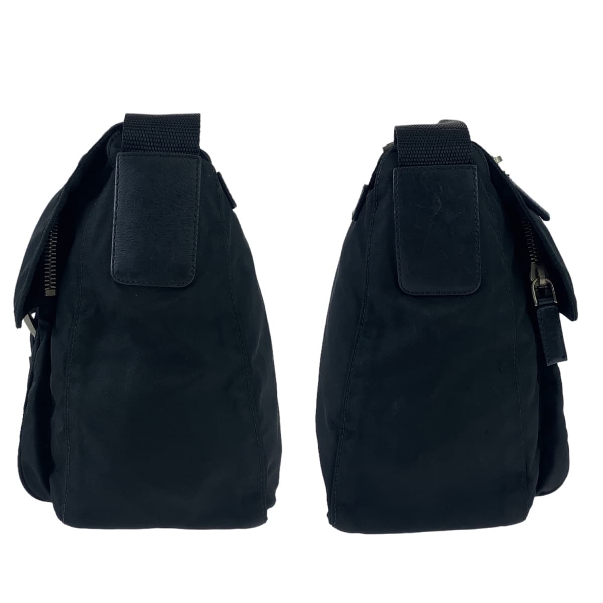 10524
PRADA プラダ テスート 三角ロゴプレート ブラック シルバー金具 ポリエステル / レザー 斜め掛け ショルダーバッグ ポシェット  レディース