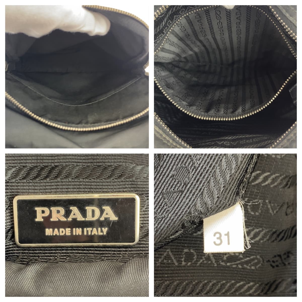 10524
PRADA プラダ テスート 三角ロゴプレート ブラック シルバー金具 ポリエステル / レザー 斜め掛け ショルダーバッグ ポシェット  レディース