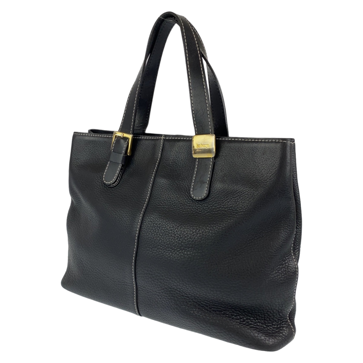 BURBERRY バーバリー ノバチェック ロゴプレート ブラック 黒 ゴールド金具 レザー ハンドバッグ トートバッグ  レディース