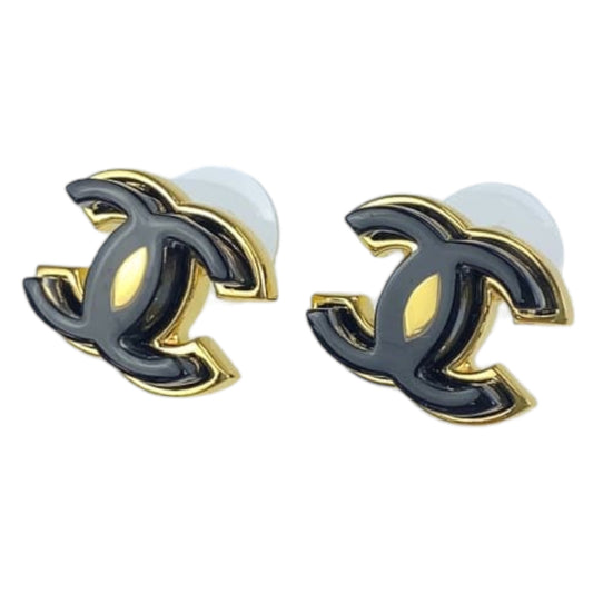 CHANEL シャネル ココマーク  ブラック 黒 ゴールド金具 プラスチック / メタル ワンポイント アクセサリー  レディース