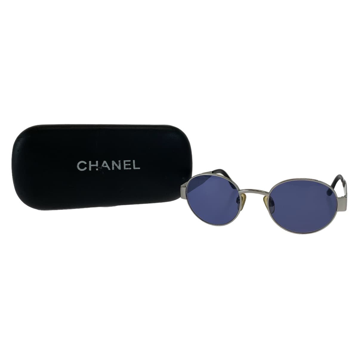 10525
CHANEL シャネル ヴィンテージ 男女兼用 シルバー金具 ブルーレンズ メタル 06933 45002 サングラス ラウンド  レディース