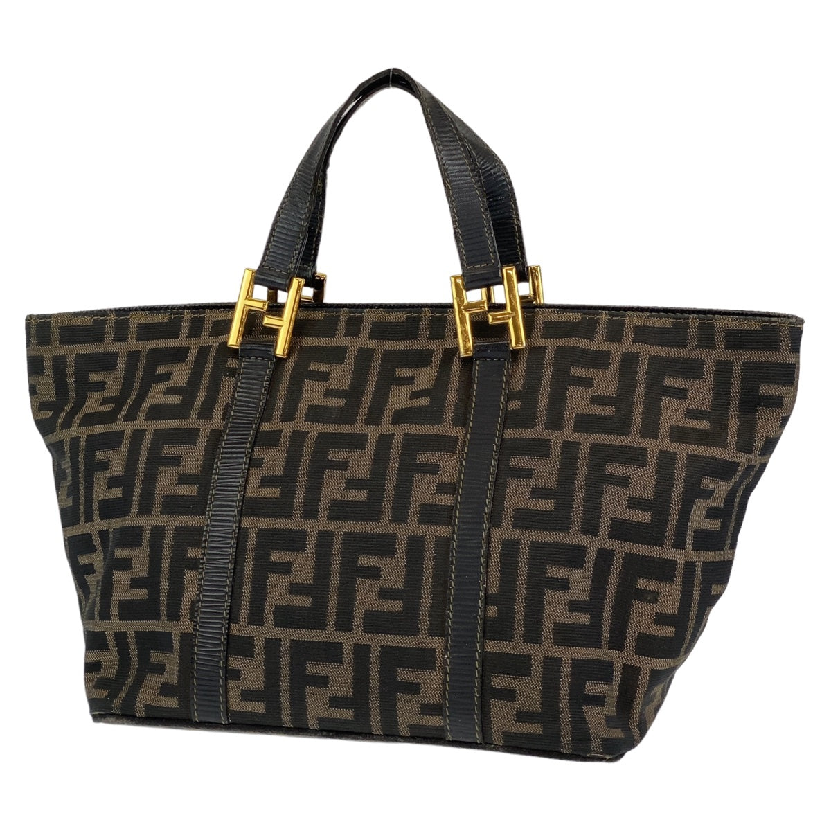 FENDI フェンディ ズッカ ブラウン 茶 ゴールド金具 キャンバス / レザー ハンドバッグ トートバッグ  レディース