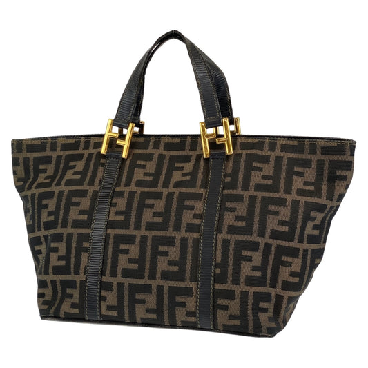 FENDI フェンディ ズッカ ブラウン 茶 ゴールド金具 キャンバス / レザー ハンドバッグ トートバッグ  レディース