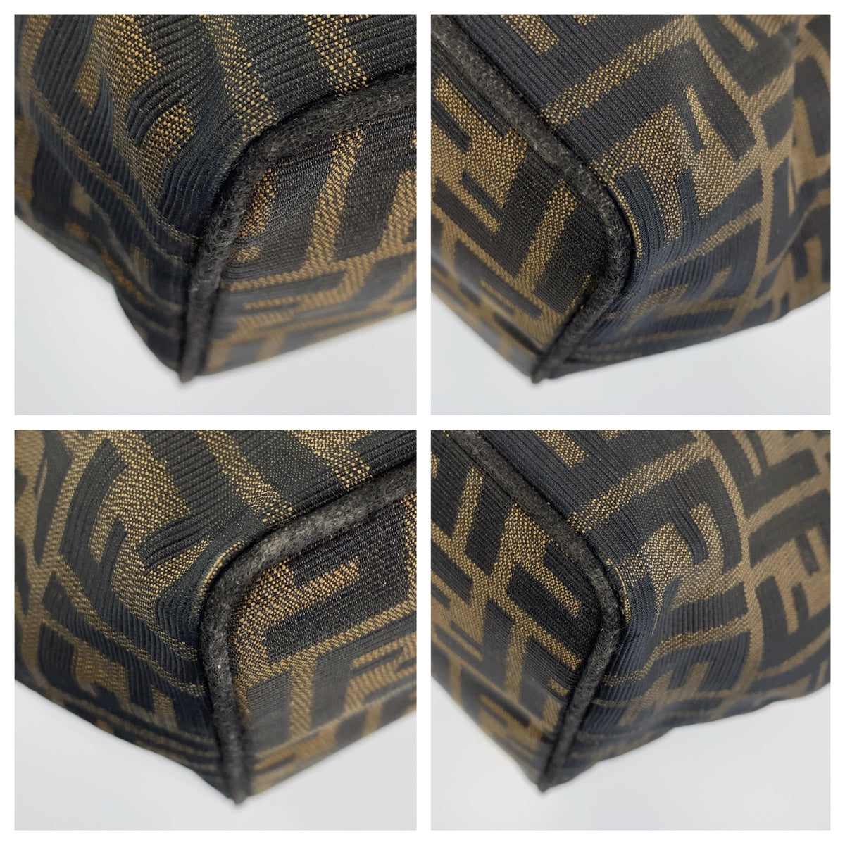 FENDI フェンディ ズッカ ブラウン 茶 ゴールド金具 キャンバス / レザー ハンドバッグ トートバッグ  レディース
