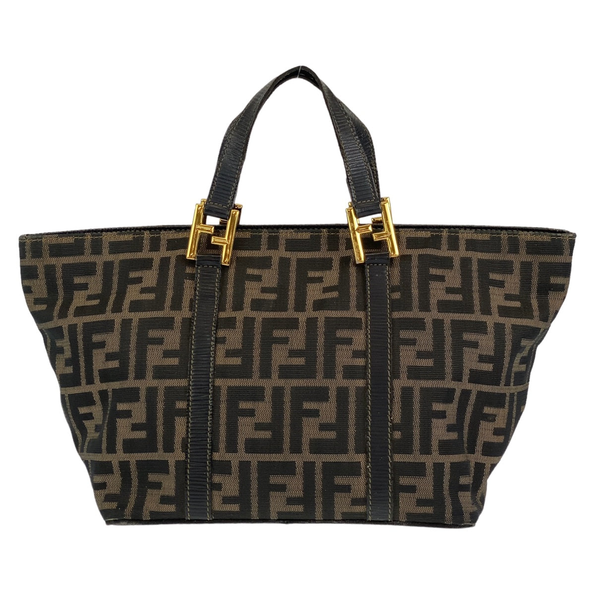 FENDI フェンディ ズッカ ブラウン 茶 ゴールド金具 キャンバス / レザー ハンドバッグ トートバッグ  レディース
