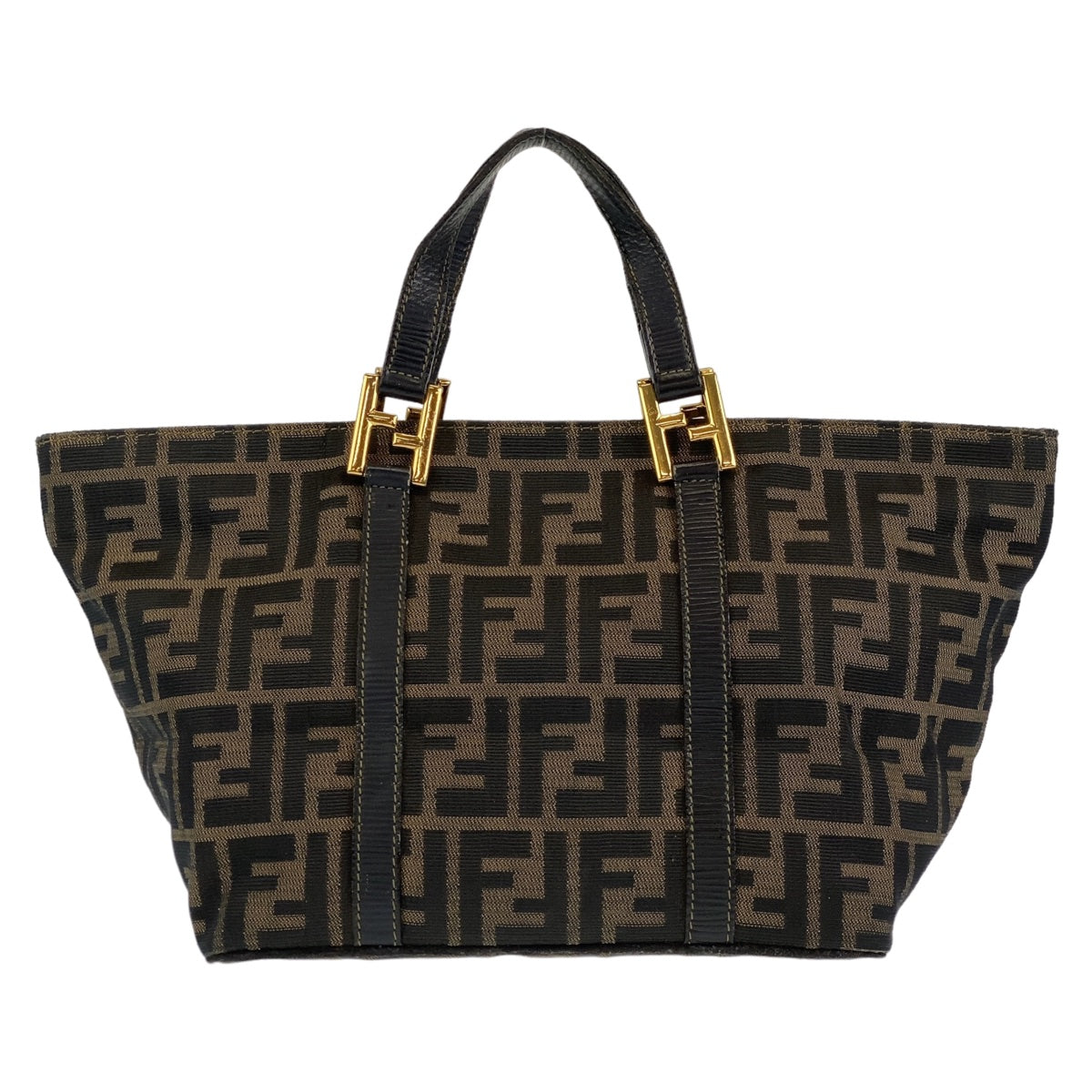 FENDI フェンディ ズッカ ブラウン 茶 ゴールド金具 キャンバス / レザー ハンドバッグ トートバッグ  レディース