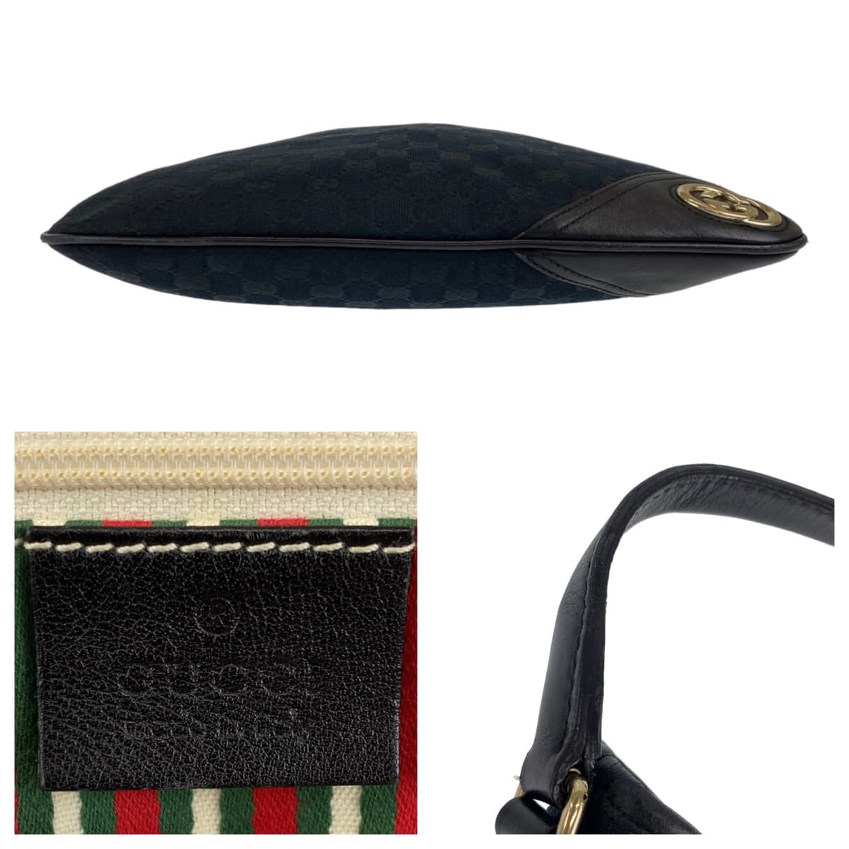 GUCCI グッチ スーキー ブラック 黒 ゴールド金具 GGキャンバス / レザー ハンドバッグ 肩掛け  レディース