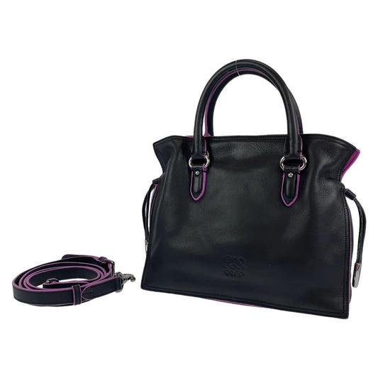 LOEWE ロエベ アナグラム フラメンコ ブラック 黒 シルバー金具 レザー ショルダーバッグ ハンドバッグ 2way  レディース