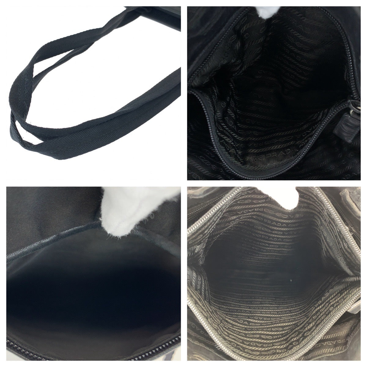 10530
PRADA プラダ テスート 三角ロゴプレート ブラック 黒 シルバー金具 ナイロン B9711 トートバッグ ハンドバッグ  レディース