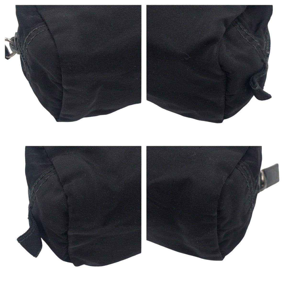PRADA Prada Tessuto Triangle Logo Black Silver Hardware Nylon Pouch Accessory Pouch Pen Case Women's