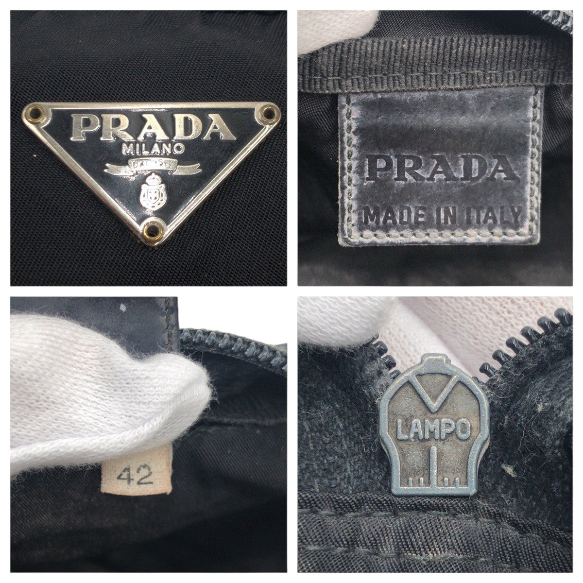 PRADA Prada Tessuto Triangle Logo Black Silver Hardware Nylon Pouch Accessory Pouch Pen Case Women's