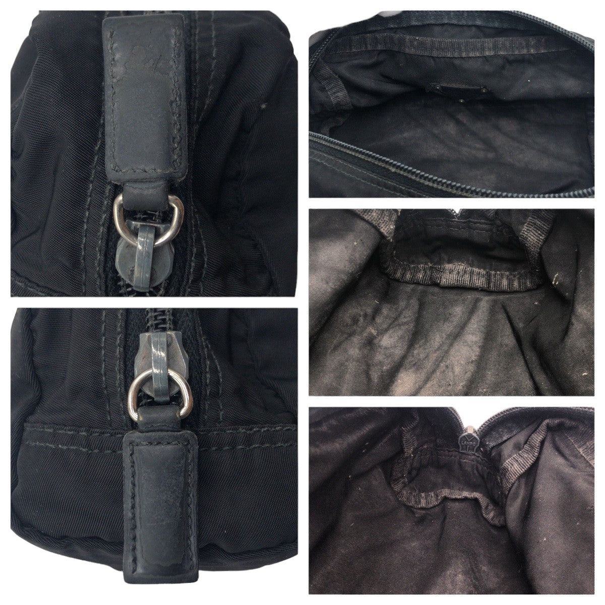 PRADA Prada Tessuto Triangle Logo Black Silver Hardware Nylon Pouch Accessory Pouch Pen Case Women's