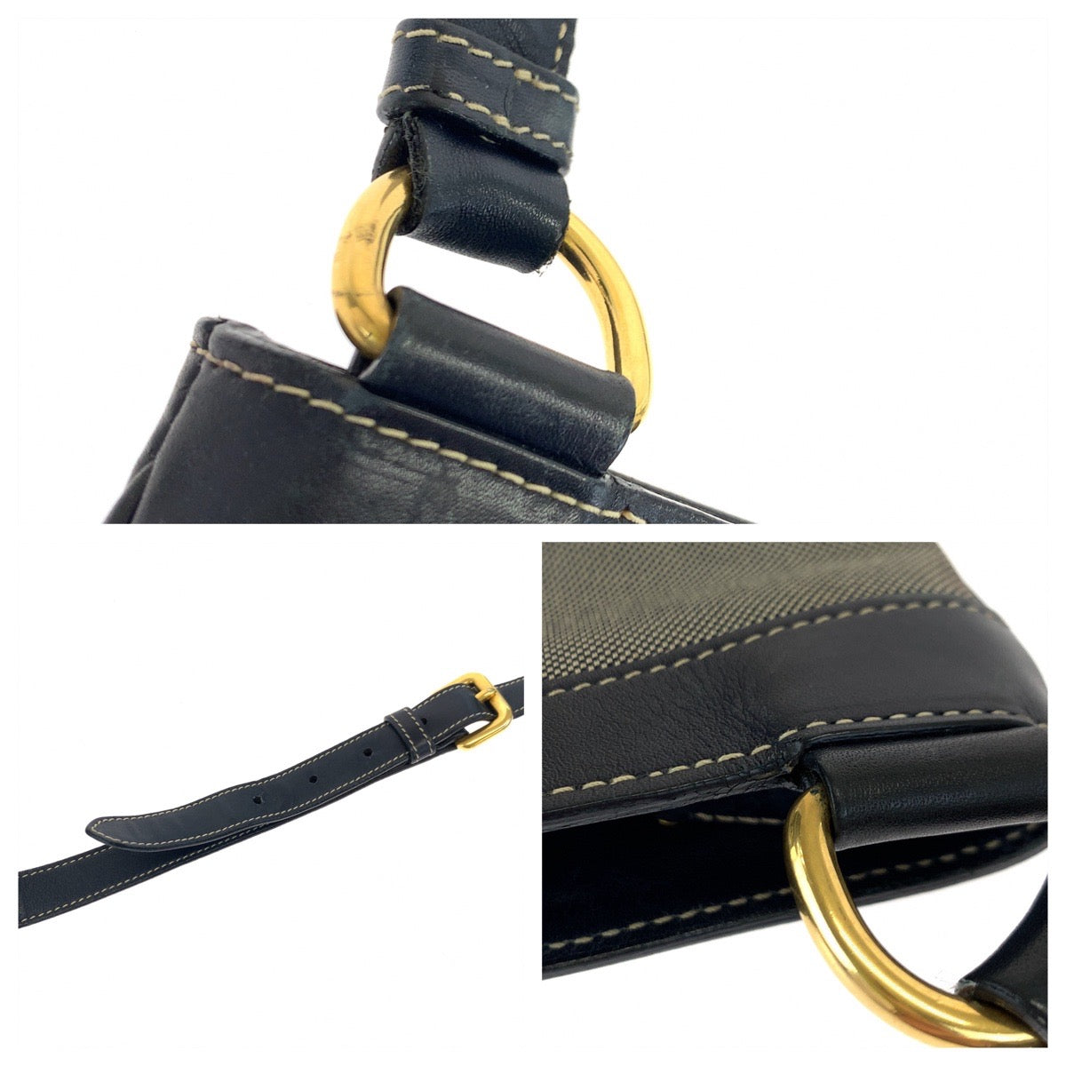 10536
PRADA プラダ ロゴジャガード ブラック 黒 グレー ゴールド金具 キャンバス / レザー ショルダーバッグ 斜め掛け メッセンジャーバッグ  メンズ