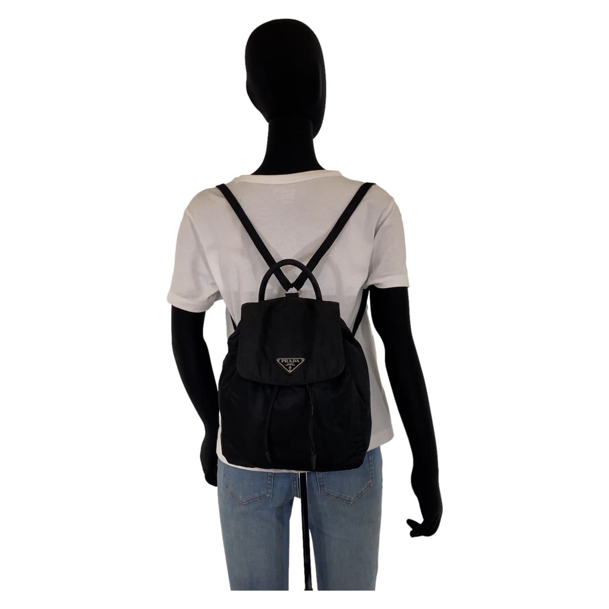 PRADA プラダ テスート ブラック 黒 シルバー金具 ナイロン リュック バックパック  レディース