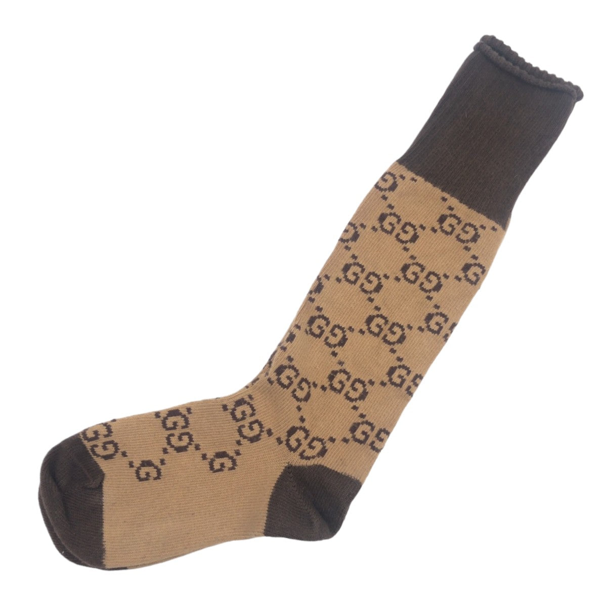 GUCCI グッチ GGパターン インターロッキング 男女兼用 サイズS ブラウン 茶 コットン 靴下 ソックス  レディース
