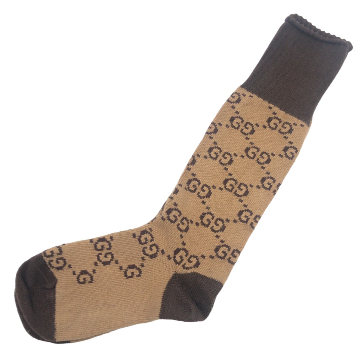 GUCCI グッチ GGパターン インターロッキング 男女兼用 サイズS ブラウン 茶 コットン 靴下 ソックス  レディース