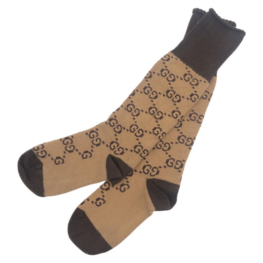 GUCCI グッチ GGパターン インターロッキング 男女兼用 サイズS ブラウン 茶 コットン 靴下 ソックス  レディース
