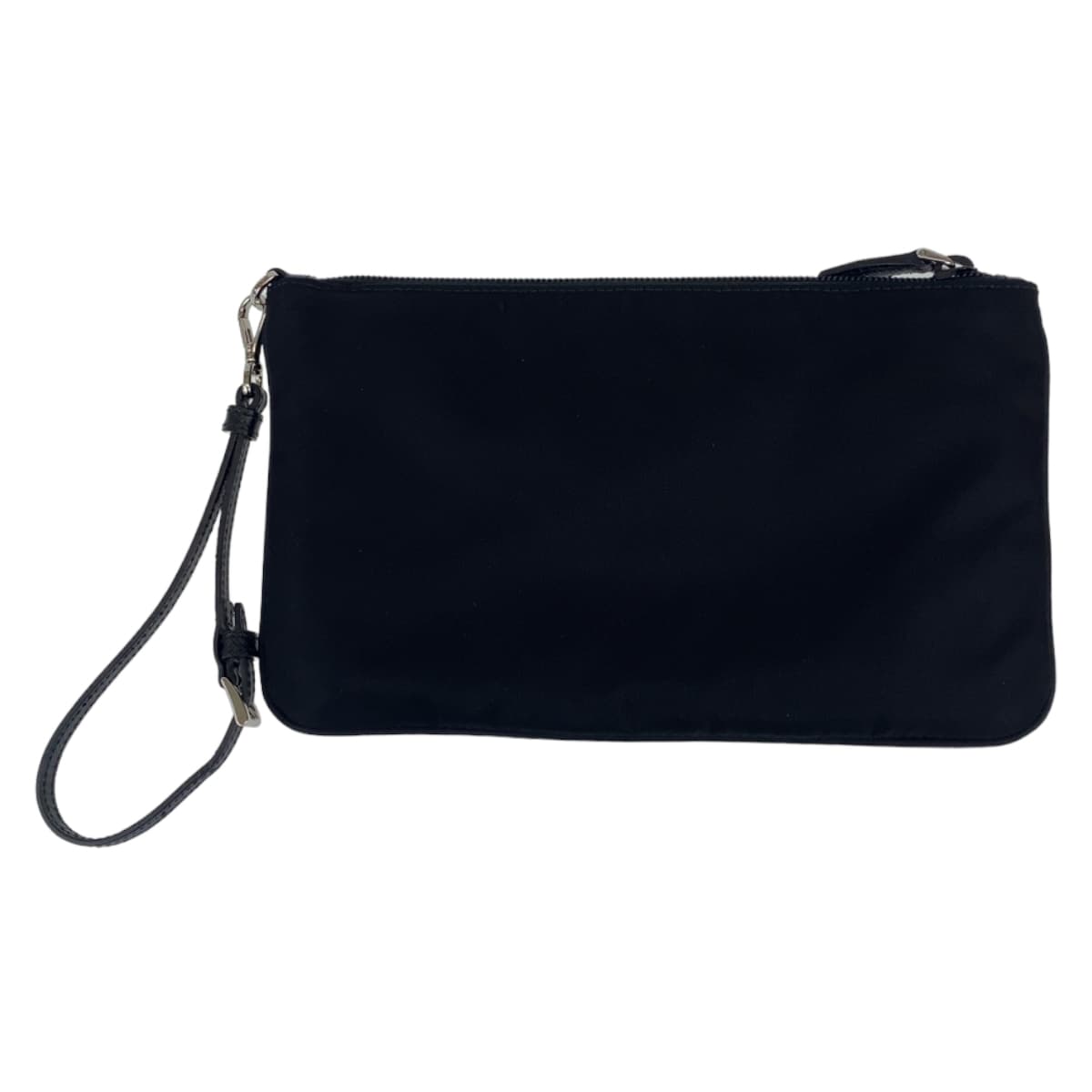 PRADA Prada Triangle Plate Black Nylon Wristlet Pouch Unisex Men's