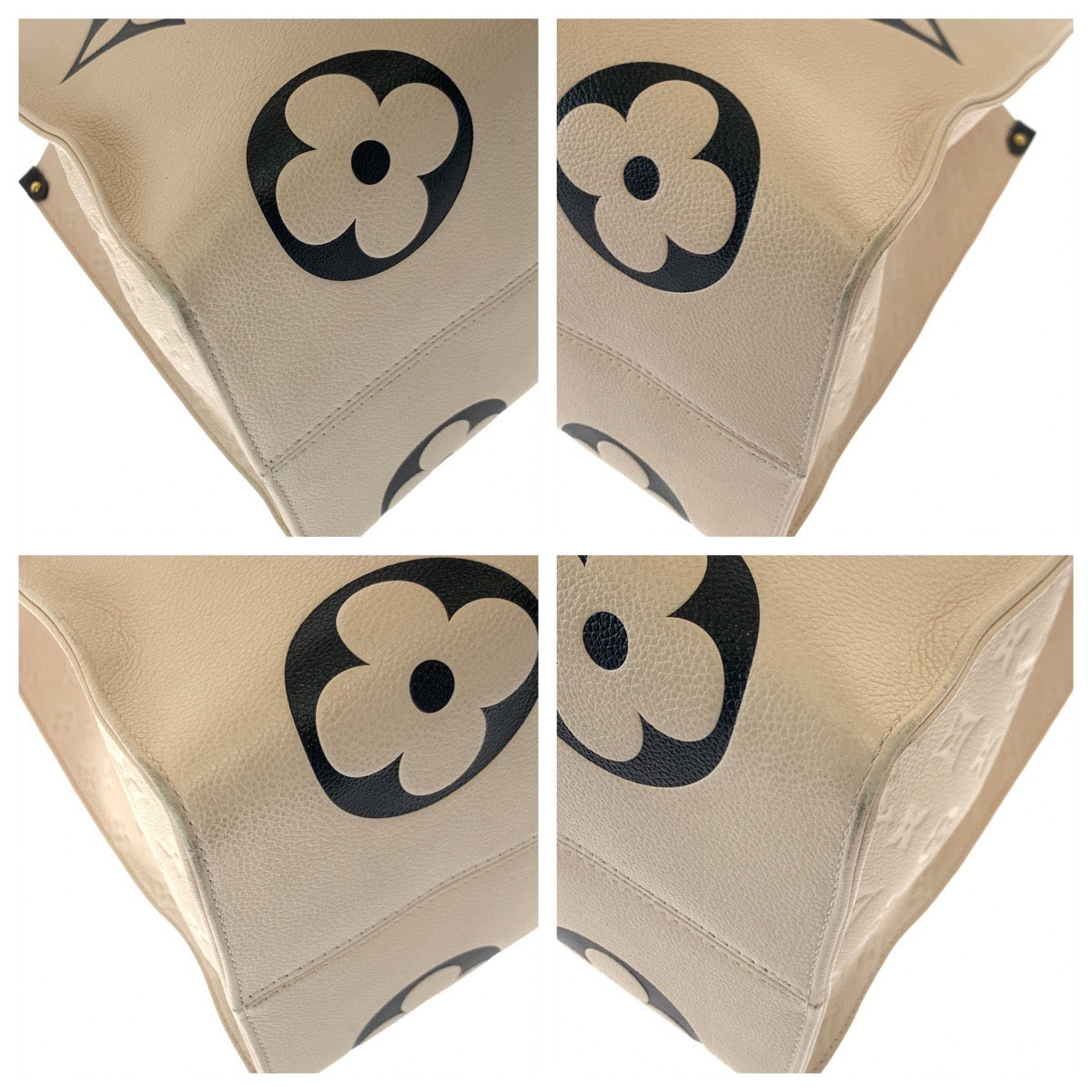 12536
 LOUIS VUITTON Louis Vuitton Monogram Empreinte Crafty On the Go GM Beige Black Gold Hardware Calfskin M45372 Tote Bag Handbag Women's