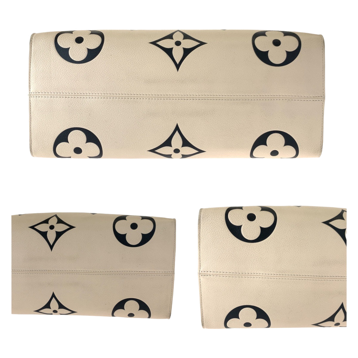 12536
 LOUIS VUITTON Louis Vuitton Monogram Empreinte Crafty On the Go GM Beige Black Gold Hardware Calfskin M45372 Tote Bag Handbag Women's