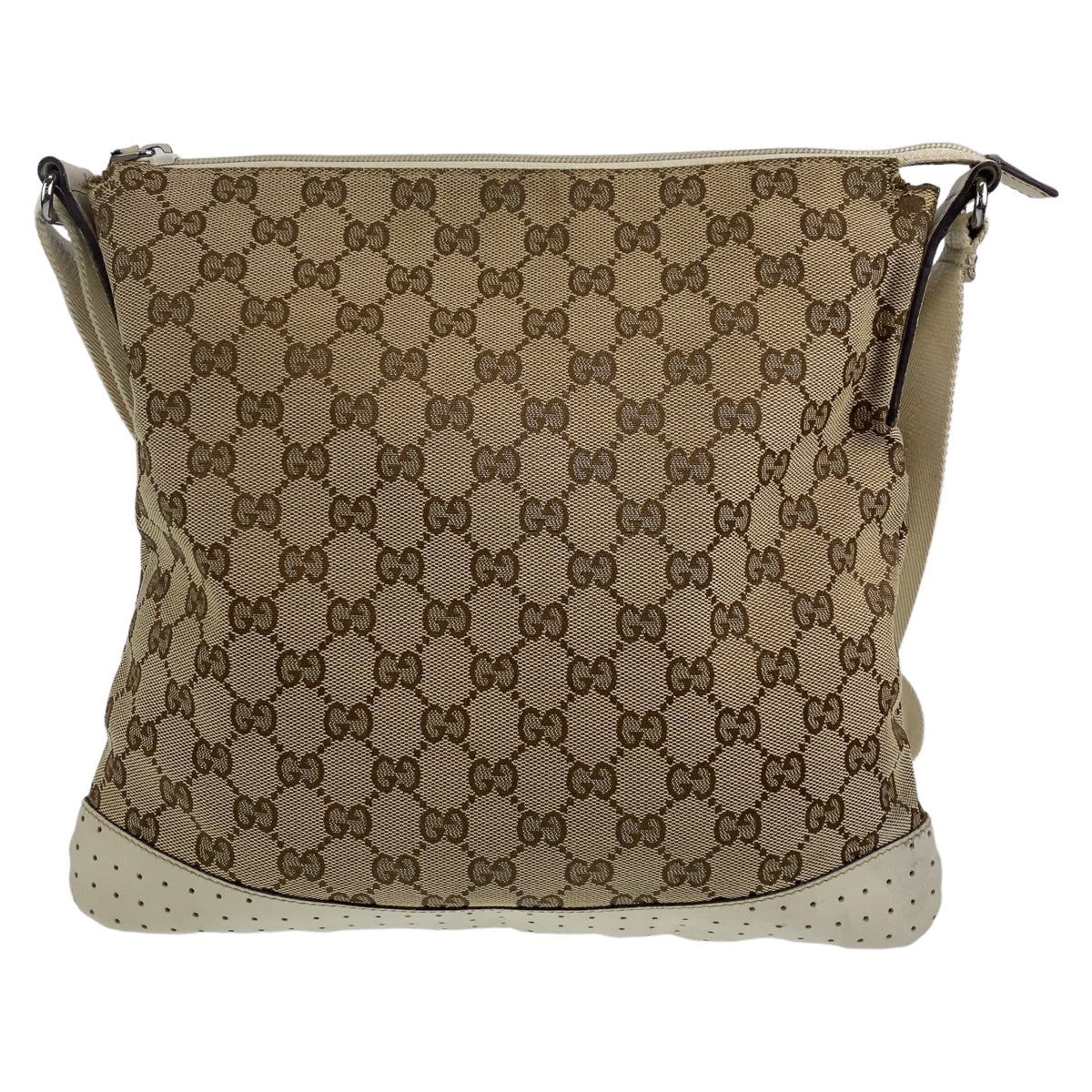 10543
 GUCCI GG pattern beige silver hardware GG canvas 145857 crossbody shoulder bag messenger bag for women