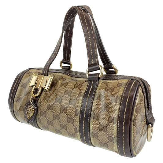 GUCCI グッチ GGクリスタル パピヨン ベージュ ブラウン 茶 ゴールド金具 レザー 181485 ミニボストンバッグ ハンドバッグ  レディース