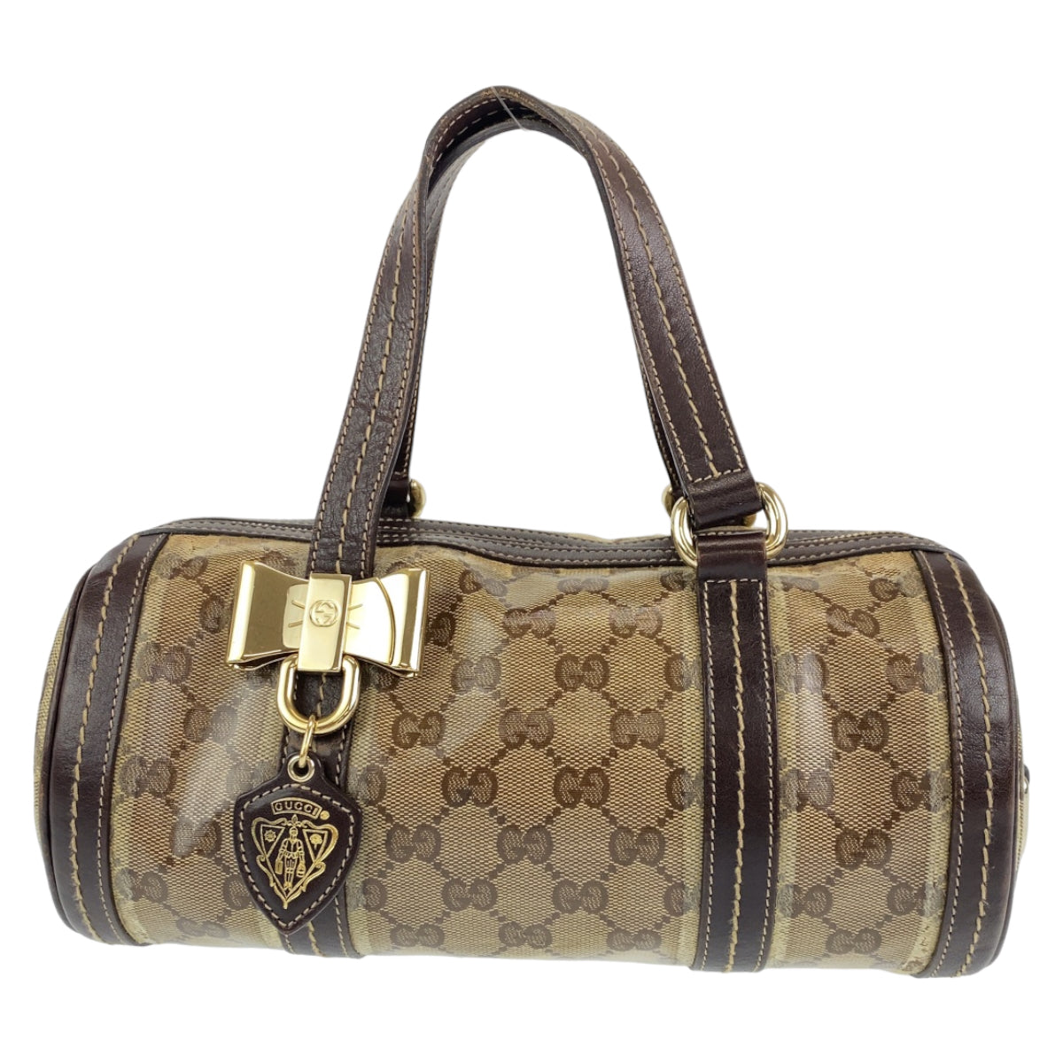 GUCCI グッチ GGクリスタル パピヨン ベージュ ブラウン 茶 ゴールド金具 レザー 181485 ミニボストンバッグ ハンドバッグ  レディース
