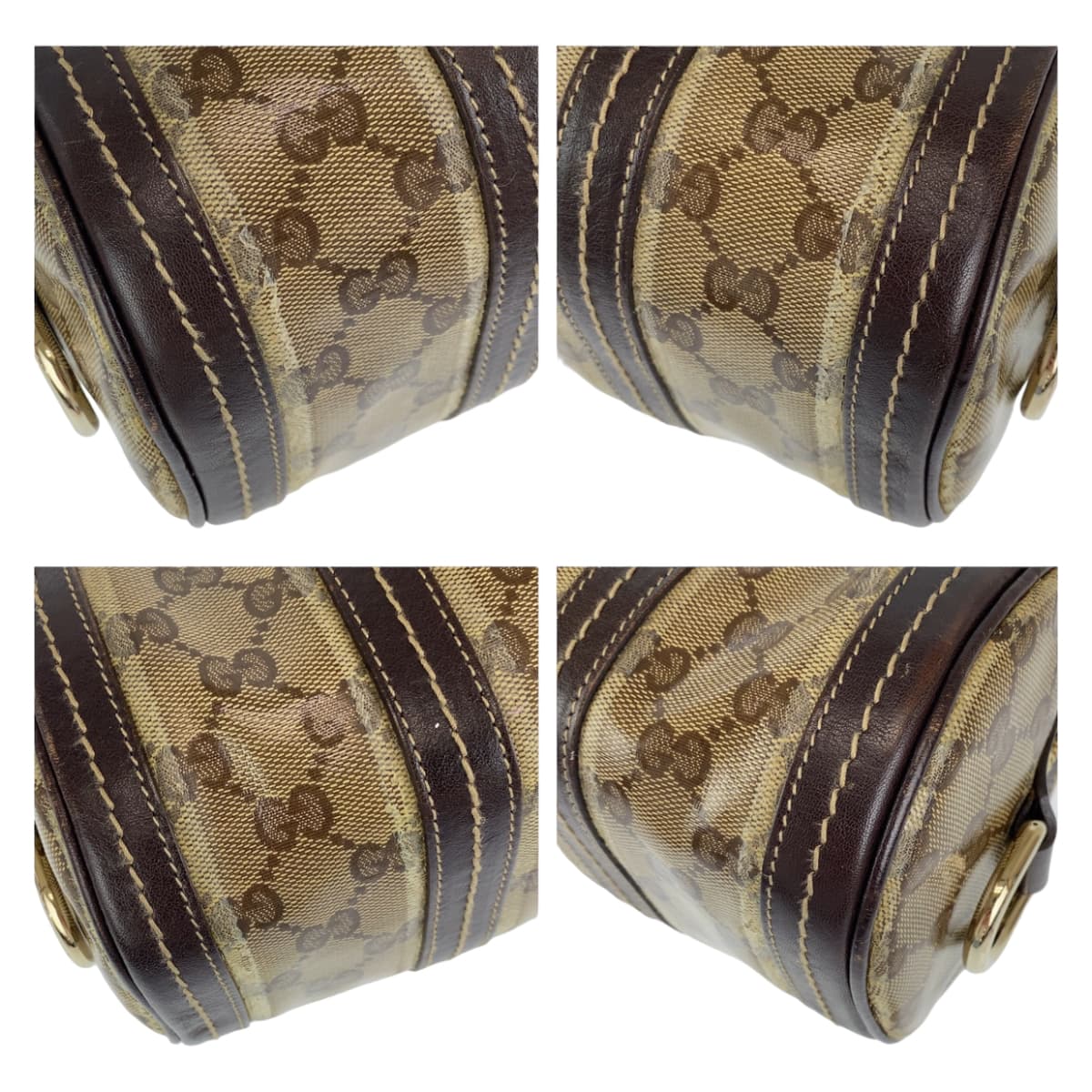 GUCCI グッチ GGクリスタル パピヨン ベージュ ブラウン 茶 ゴールド金具 レザー 181485 ミニボストンバッグ ハンドバッグ  レディース